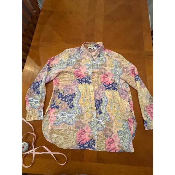 Rose & Olive Tops - Long Sleeve Paisley Floral Button-Up Shirt